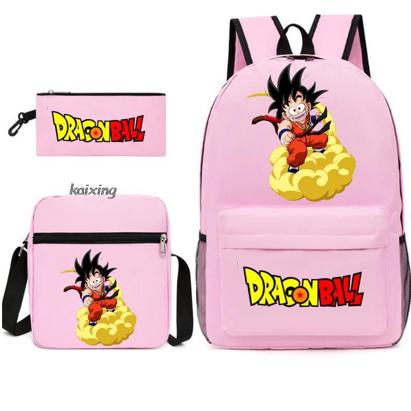 Anime Rucksack Set 3-teilig – Canvas Schulrucksack mit Umhängetasche & Federmäppchen, 45x32x13 cm
