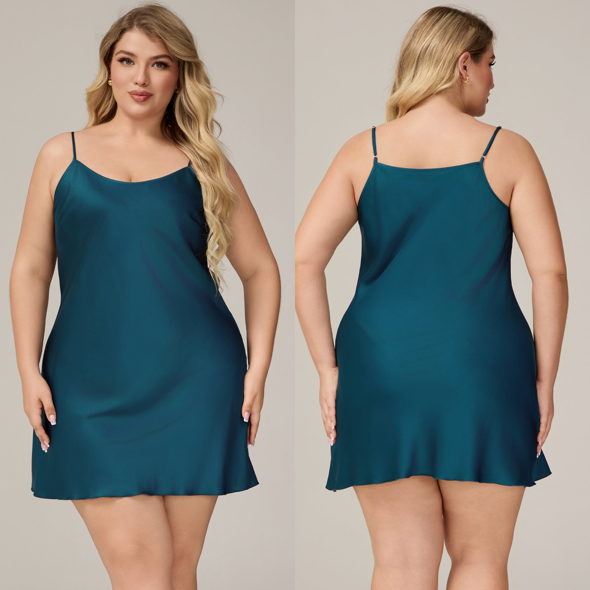 Damen Satin-Chiffon-Negligé Träger-Nachthemd Dessous