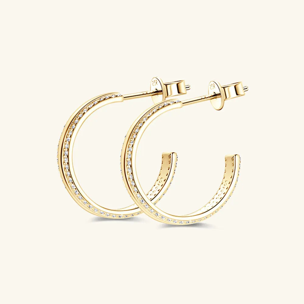 925 Sterling Silber C-Hoop Ohrringe mit Moissanit-Einlage