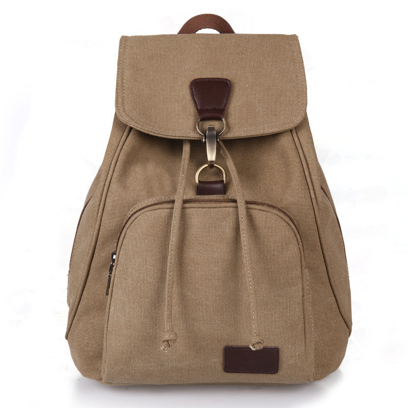 Retro Canvas Rucksack Damen Vintage schwarz – 40x30x15 cm Schulrucksack kaufen