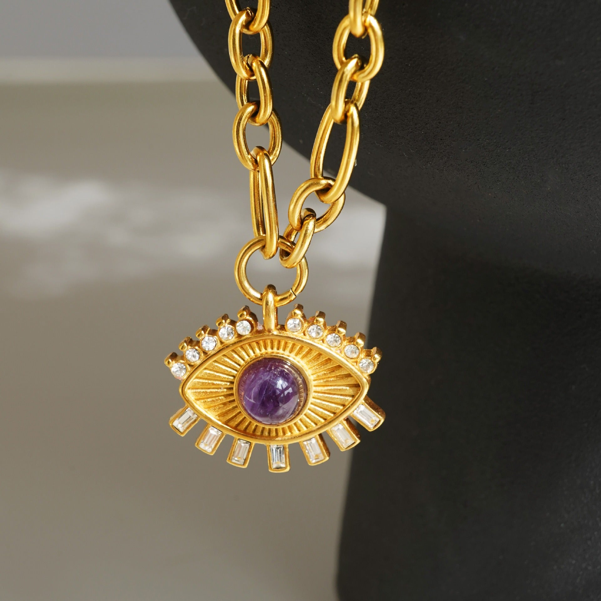 Böses Auge Halskette Gold Seitenansicht – Schutz Symbol