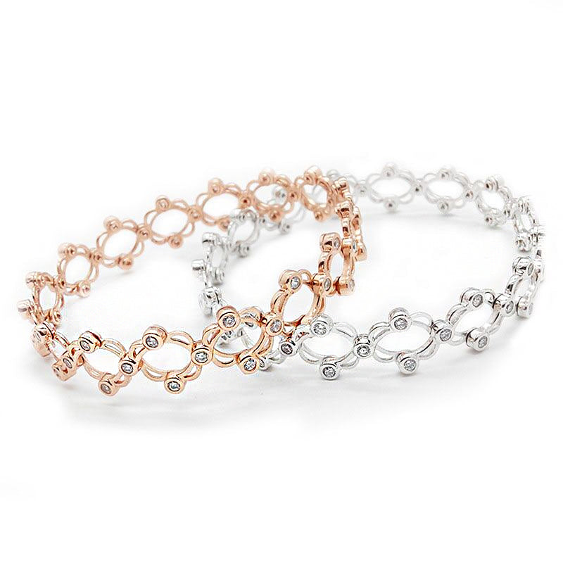 Verstellbarer Sterling-Silber-Ring Rose Zirkon – Detailansicht