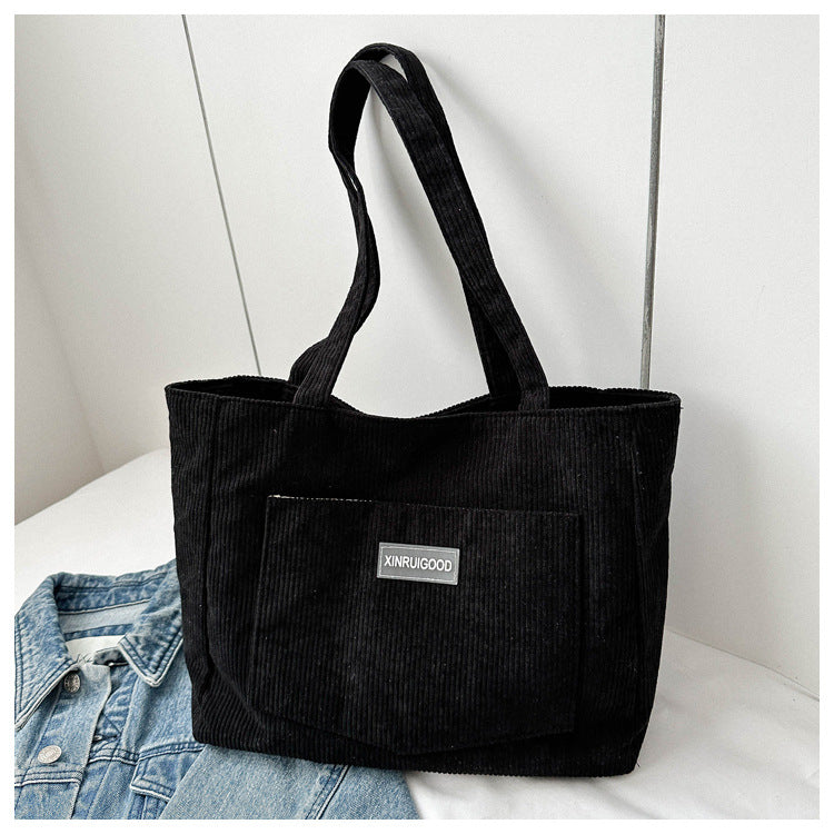 Cord-Umhängetasche Damen – Stilvolle Schultertasche aus Kord in 5 Farben – Variante 9 – Rückansicht