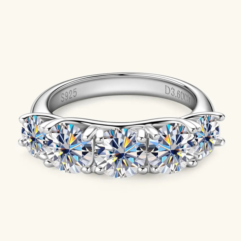 Moissanite Verlobungsring mit großem Stein und glänzendem Silberring