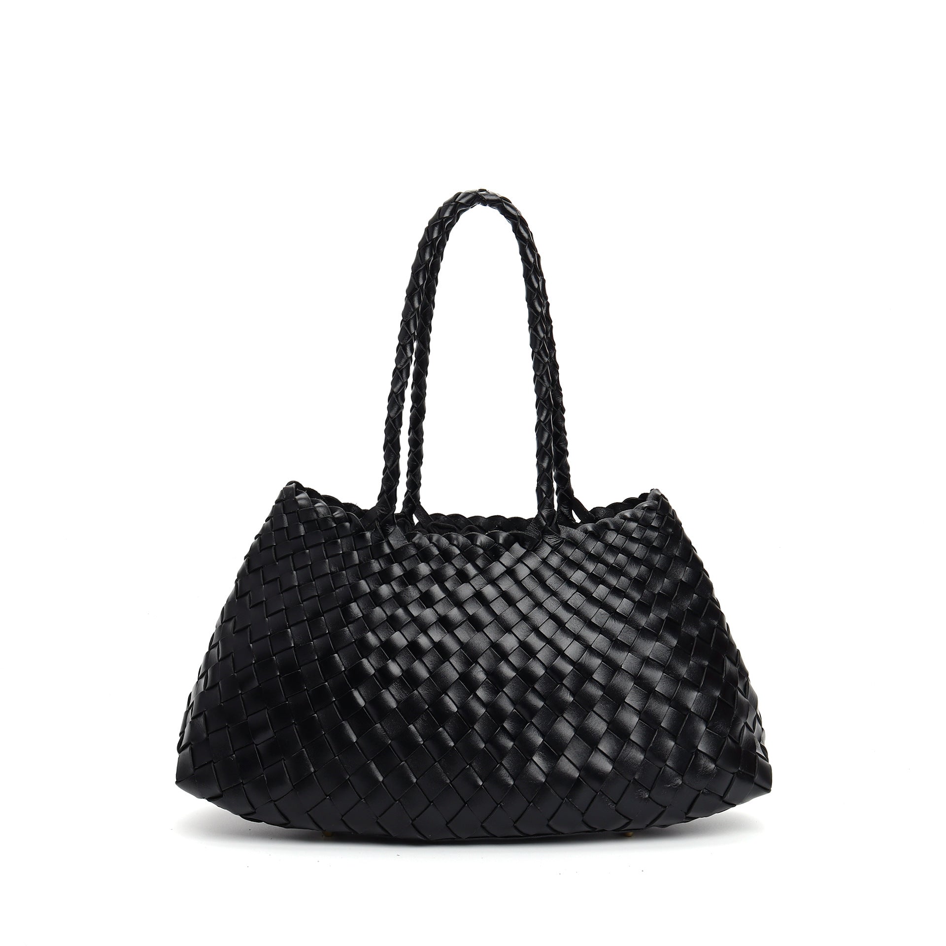 Retro Handtasche mit großer Kapazität – Handgewebte Echtleder Shopper Tote Bag