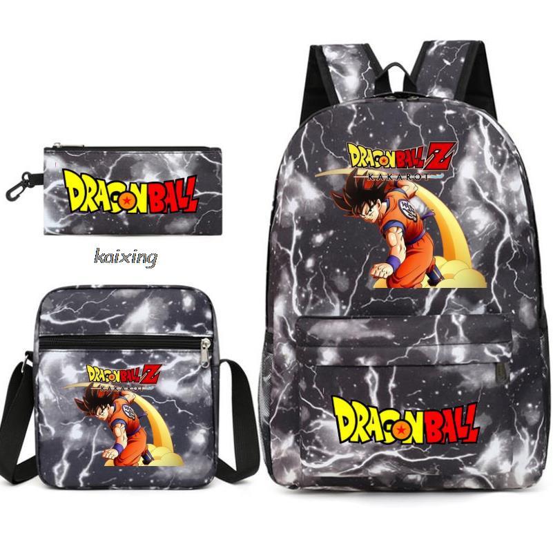 Anime Rucksack Set 3-teilig – Canvas Schulrucksack mit Umhängetasche & Federmäppchen, 45x32x13 cm