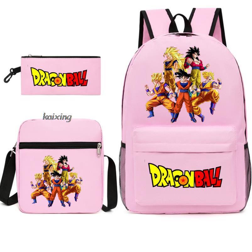 Anime Rucksack Set 3-teilig – Canvas Schulrucksack mit Umhängetasche & Federmäppchen, 45x32x13 cm