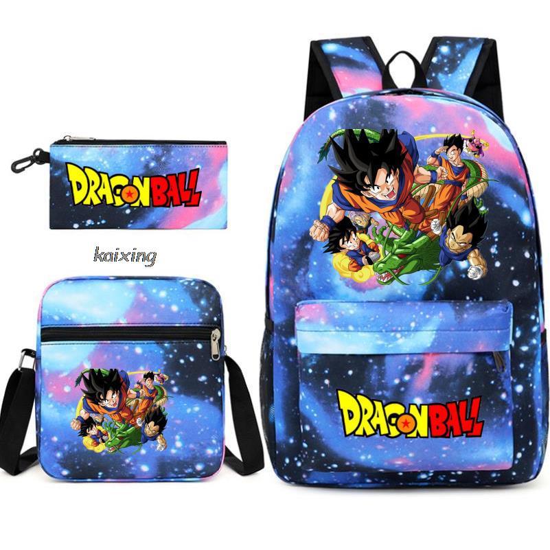 Anime Rucksack Set 3-teilig – Canvas Schulrucksack mit Umhängetasche & Federmäppchen, 45x32x13 cm