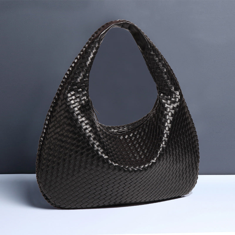 Halbmond Damentasche – Handgewebte Schulter- & Achseltasche aus PU-Leder