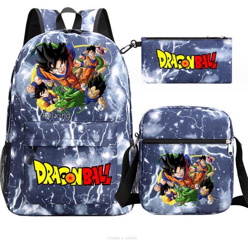 Anime Rucksack Set 3-teilig – Canvas Schulrucksack mit Umhängetasche & Federmäppchen, 45x32x13 cm