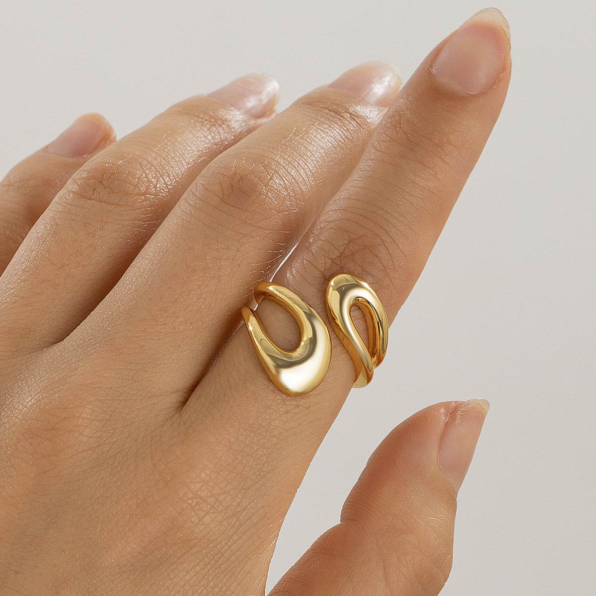 Geometrisches Ring-Set 3-teilig – Modeschmuck Legierung, Light Gold & Weißgold
