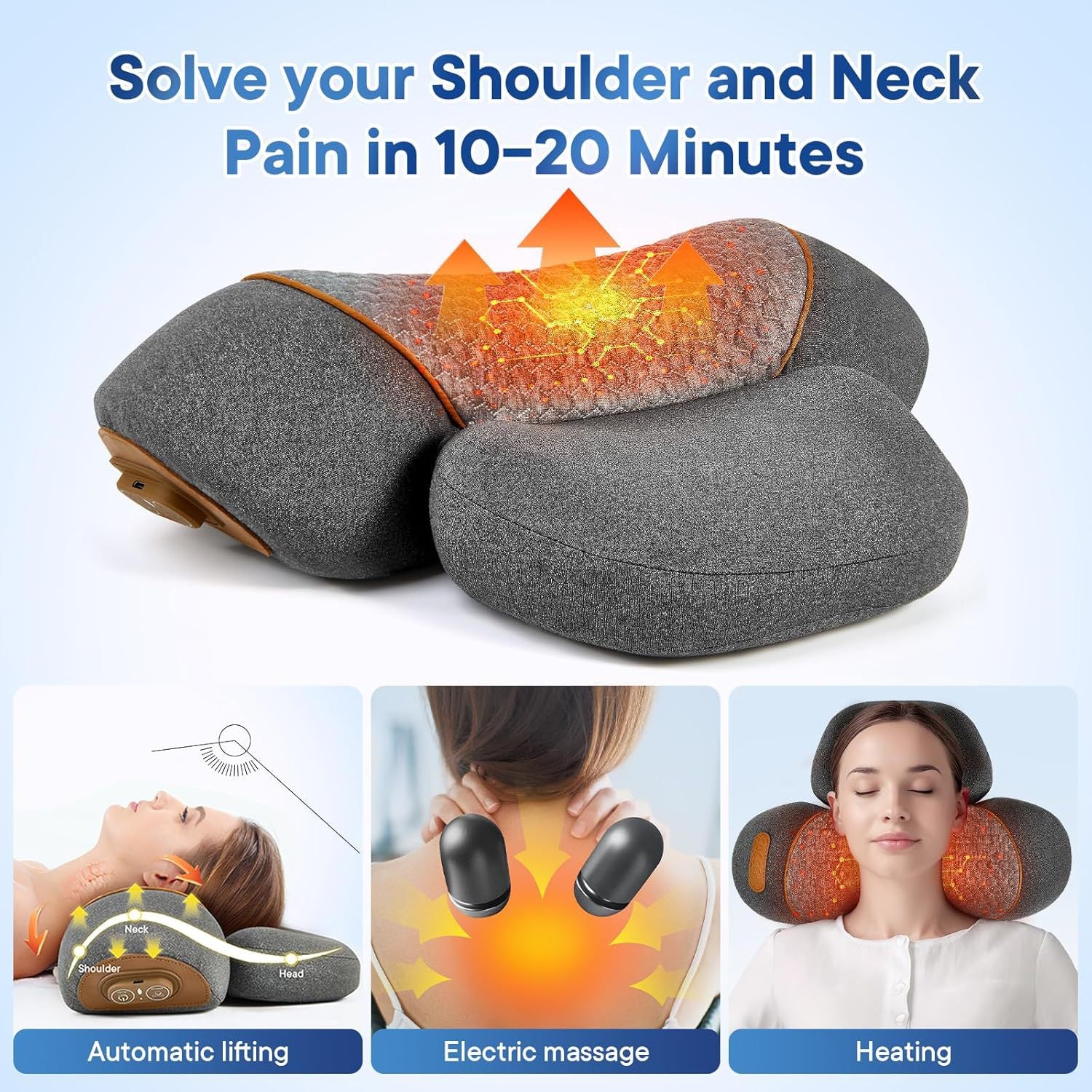 Massagekissen Nacken Schulter USB – Vibration Wärme Luftdruck Seitenansicht