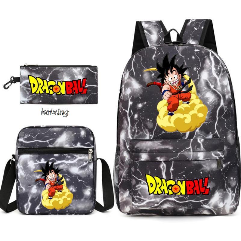 Anime Rucksack Set 3-teilig – Canvas Schulrucksack mit Umhängetasche & Federmäppchen, 45x32x13 cm