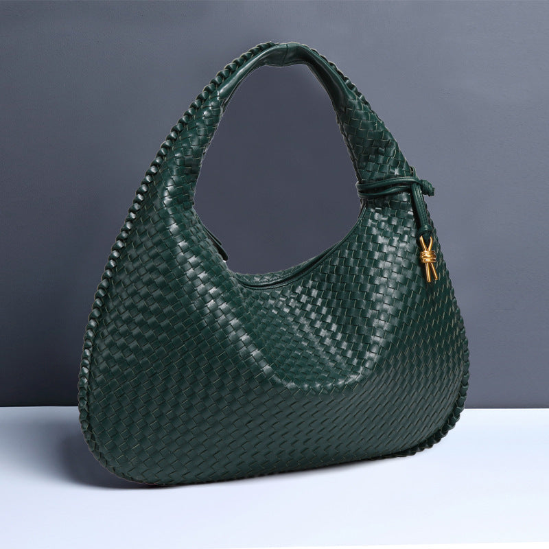 Halbmond Damentasche – Handgewebte Schulter- & Achseltasche aus PU-Leder