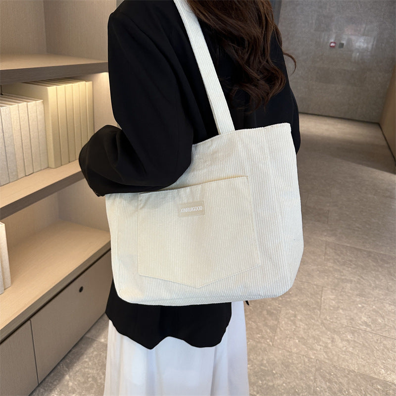 Cord-Umhängetasche Damen – Stilvolle Schultertasche aus Kord in 5 Farben – Variante 4 – Rückansicht