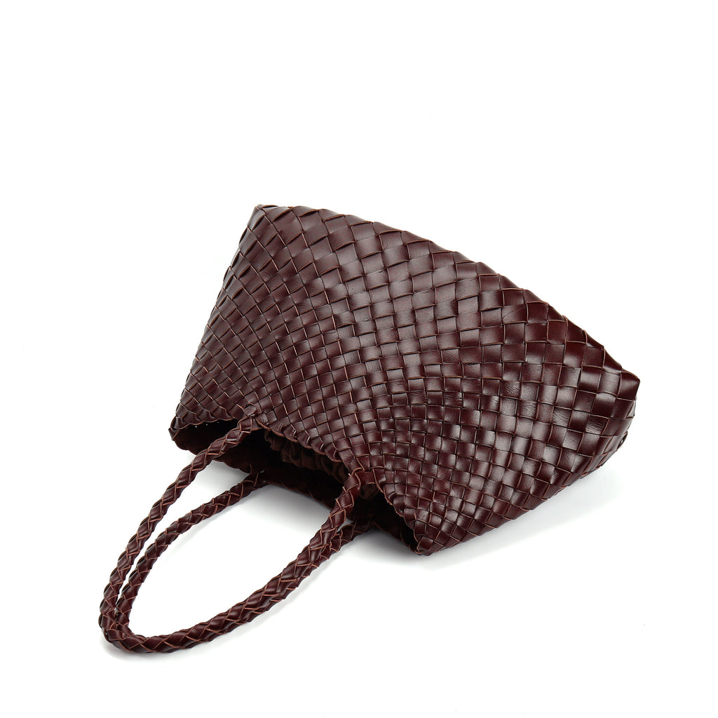 Retro Handtasche mit großer Kapazität – Handgewebte Echtleder Shopper Tote Bag