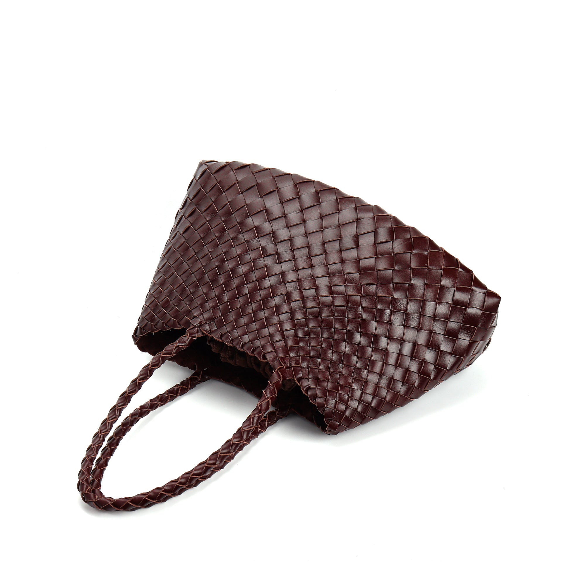 Retro Handtasche mit großer Kapazität – Handgewebte Echtleder Shopper Tote Bag