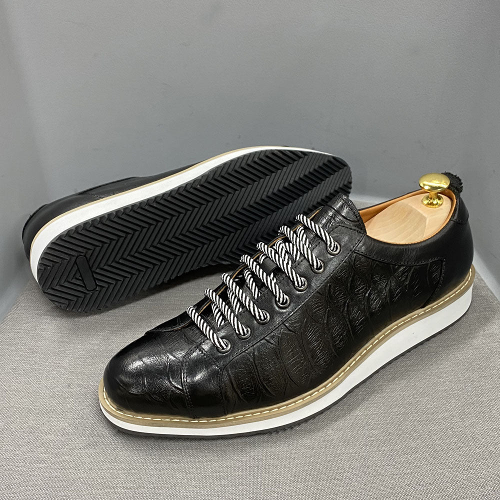 Casual Herrenschuh Echtleder Krokodil – Seitenansicht Detail