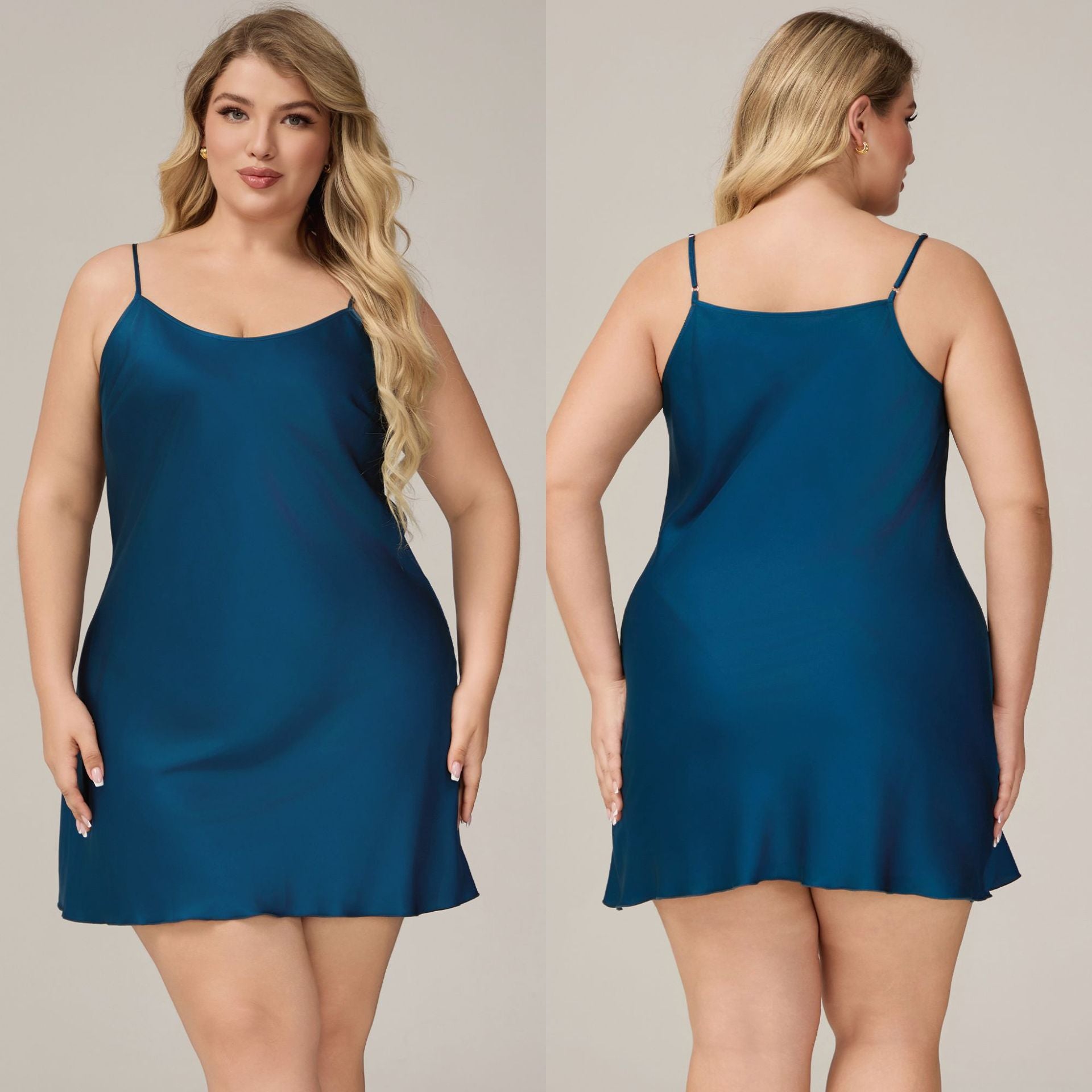 Damen Satin-Chiffon-Negligé Träger-Nachthemd Dessous