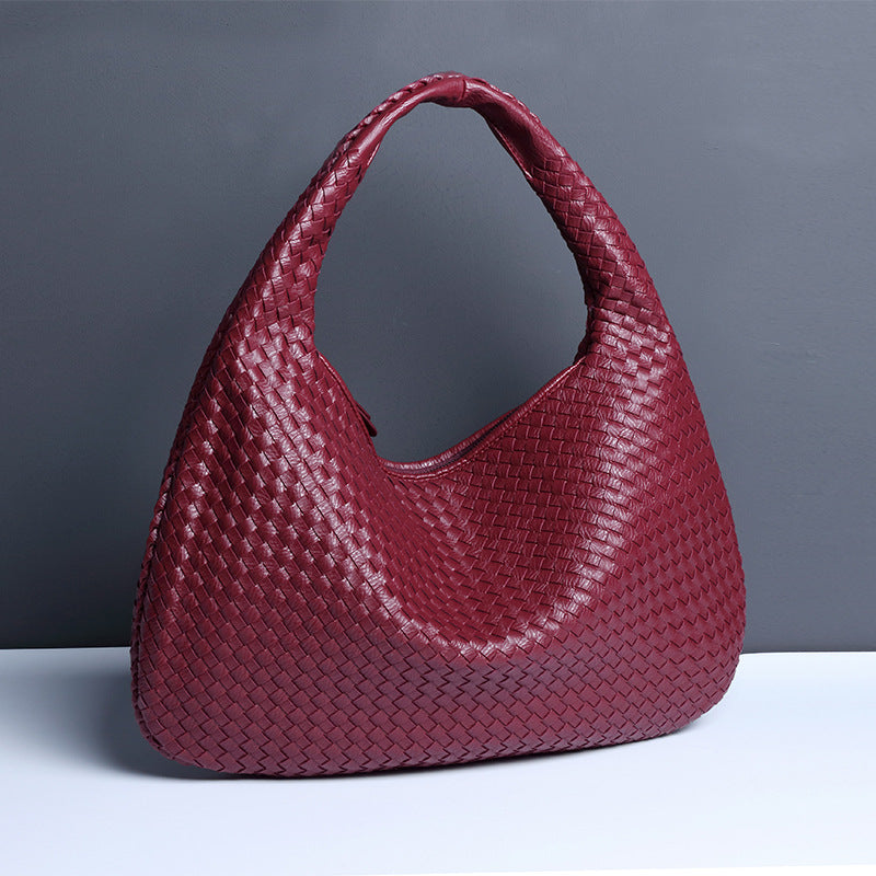 Halbmond Damentasche – Handgewebte Schulter- & Achseltasche aus PU-Leder