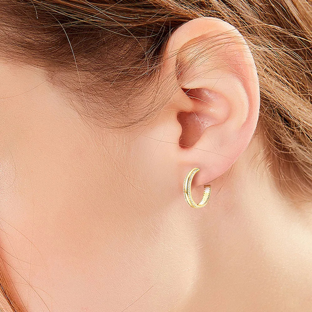 925 Sterling Silber Moissanit Creolen Silber und Gold Variante Vergleich