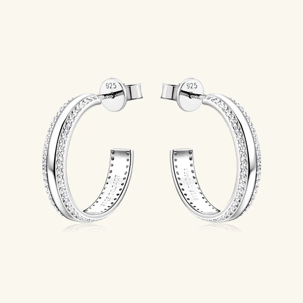 Moissanit Creolen 925 Sterling Silber Gold-Ton Detailansicht