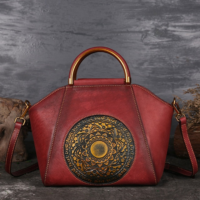 Damen Schultertasche echtes Leder – Verpackung Geschenkidee