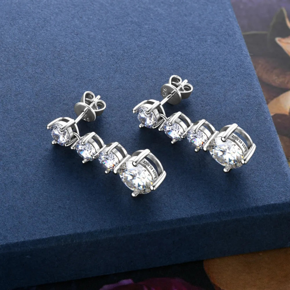 Moissanite Silber Ohrringe – Maße 28 mm Länge 10,1 mm Breite