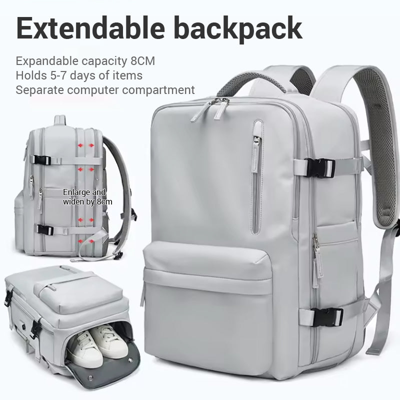 Laptop Rucksack wasserdicht USB-Ladeport Leder-Optik schwarz – kaufen | BodyLuxCare