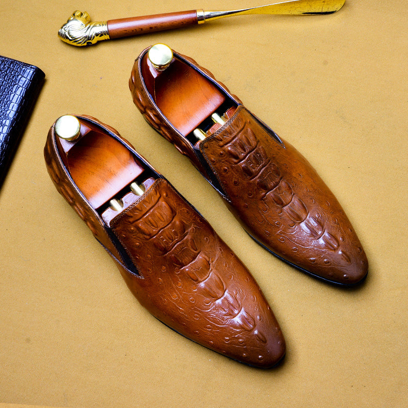 Herren Lederschuhe Loafer – Atmungsaktives Obermaterial Krokodilmuster