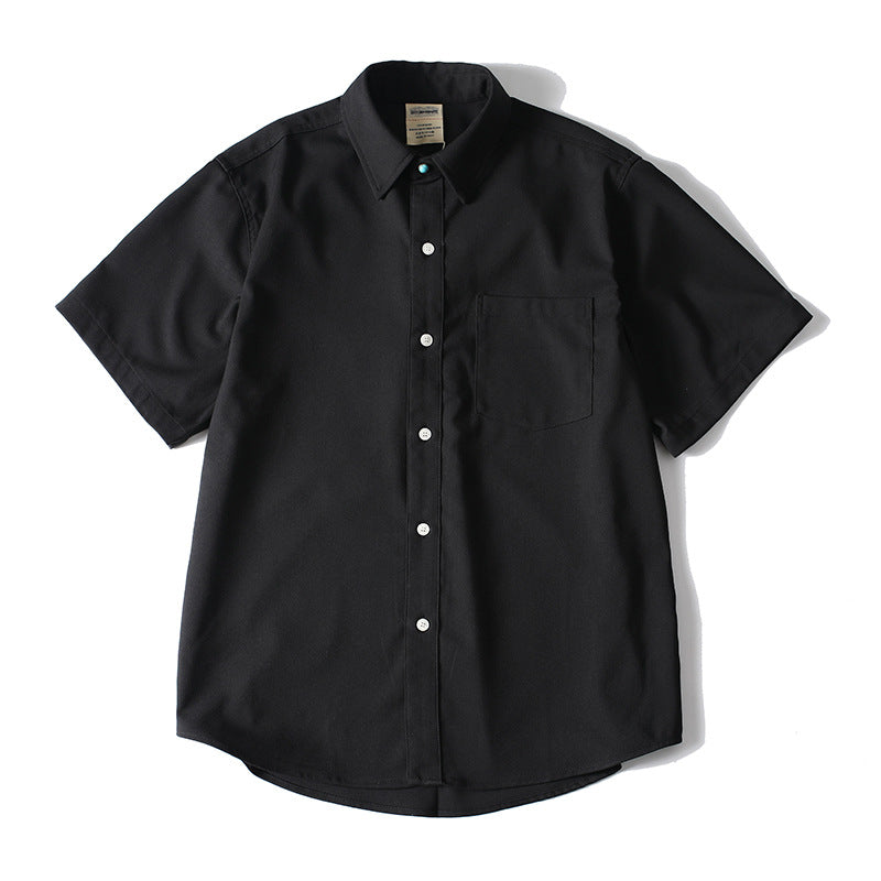 Oversize Kurzarmhemd Herren schwarz Variante 2 – Kuba-Kragen Freizeit