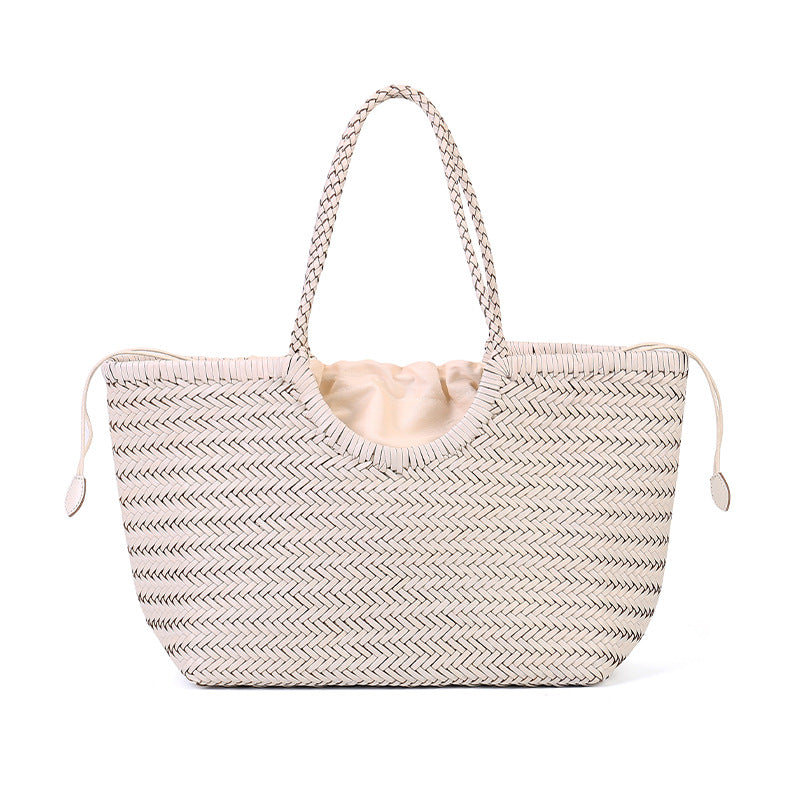 Geflochten Shopper Farbvariante Beige – Frontansicht