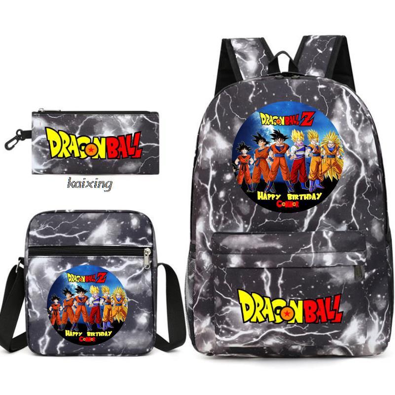 Anime Rucksack Set 3-teilig – Canvas Schulrucksack mit Umhängetasche & Federmäppchen, 45x32x13 cm