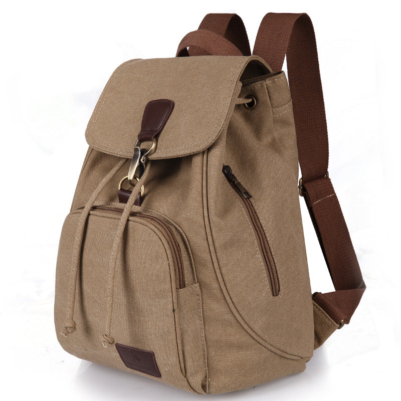 Canvas Rucksack Damen khaki Retro – 40x30x15 Laptopfach Freizeit