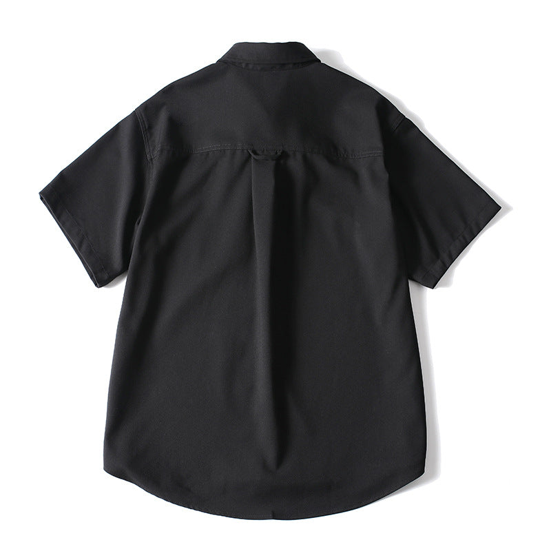 Oversize Sommerhemd Herren schwarz Seitenansicht – Baumwollmix M-2XL
