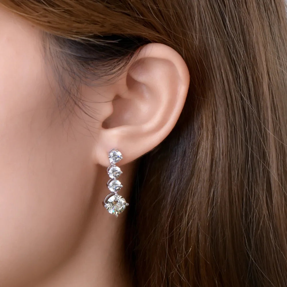 4 Karat Moissanite Ohrringe – Detailansicht Silberfassung