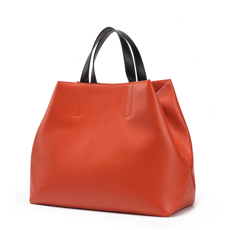Echtleder Damen Tote-Bag Rindsleder Orange – Frontansicht