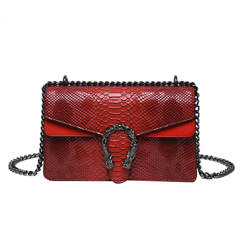Krokodilmuster Handtasche Farbvariante Gold – Frontansicht