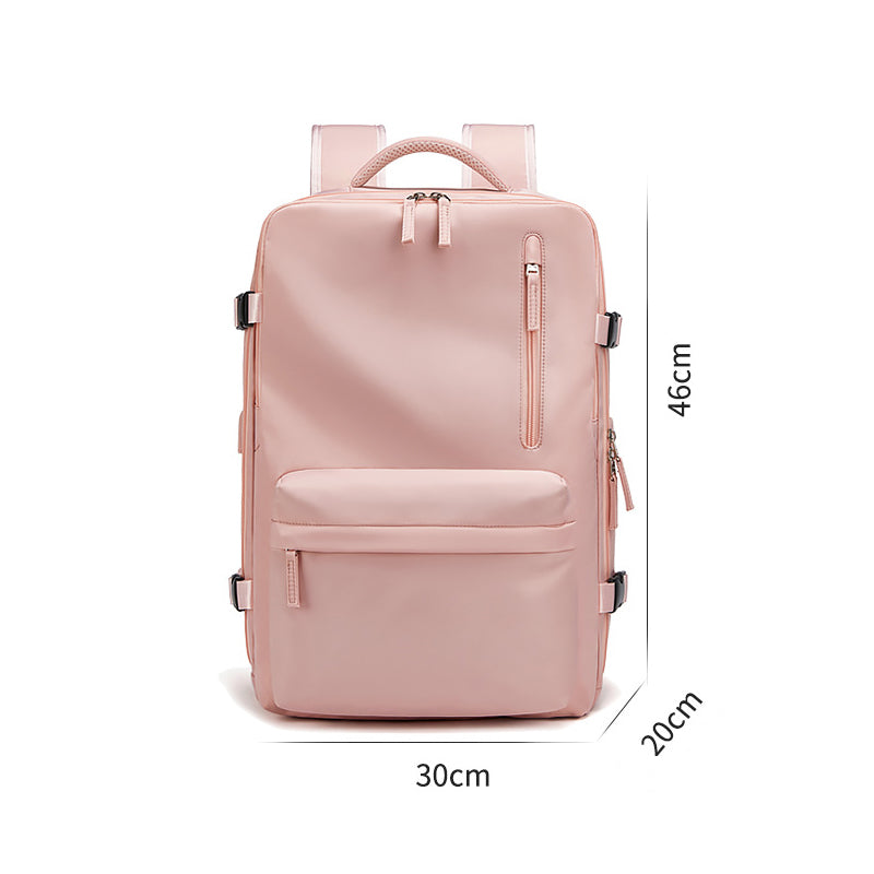 Wasserdichter Laptop Rucksack 46 cm – USB-Ladeport, Leder-Optik, Unisex, 6 Farben