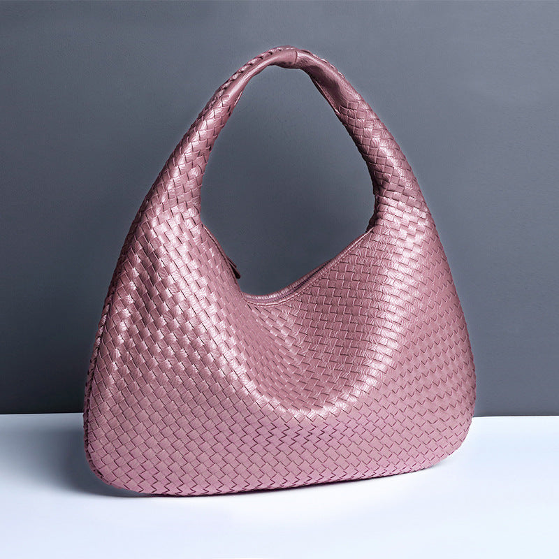 Halbmond Damentasche – Handgewebte Schulter- & Achseltasche aus PU-Leder