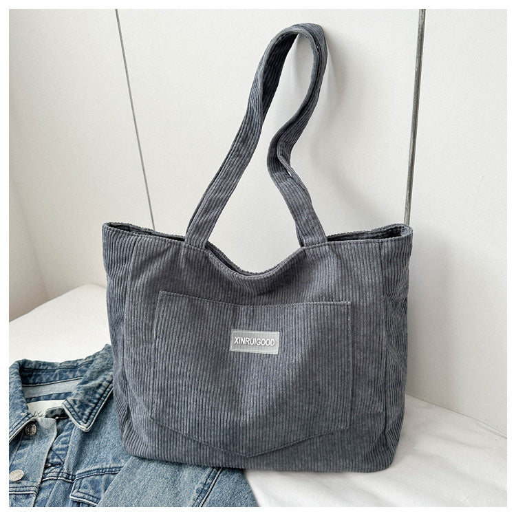 Cord-Umhängetasche Damen – Stilvolle Schultertasche aus Kord in 5 Farben – Variante 7 – Seitenansicht