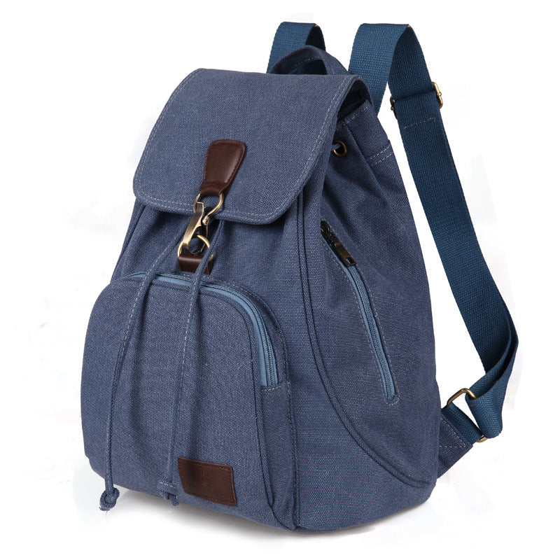Retro Canvas Rucksack Detail Fächer – Hauptfach Vordertasche Laptop A4