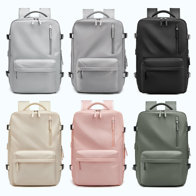 USB Rucksack Leder-Optik grün – wasserdicht 46cm Laptop bis 18 Zoll