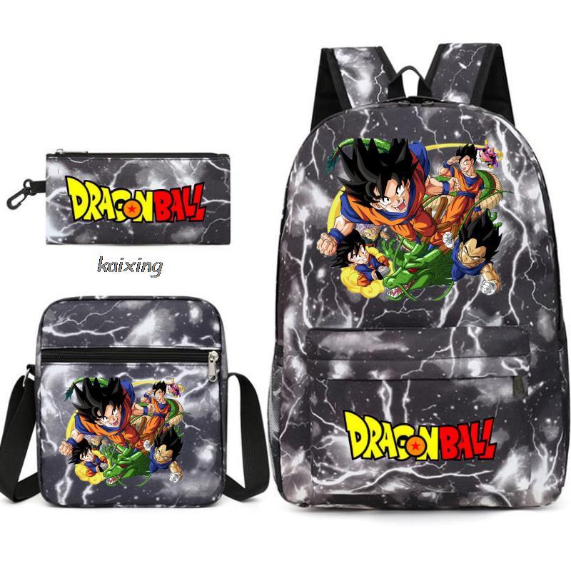 Anime Rucksack Set 3-teilig – Canvas Schulrucksack mit Umhängetasche & Federmäppchen, 45x32x13 cm