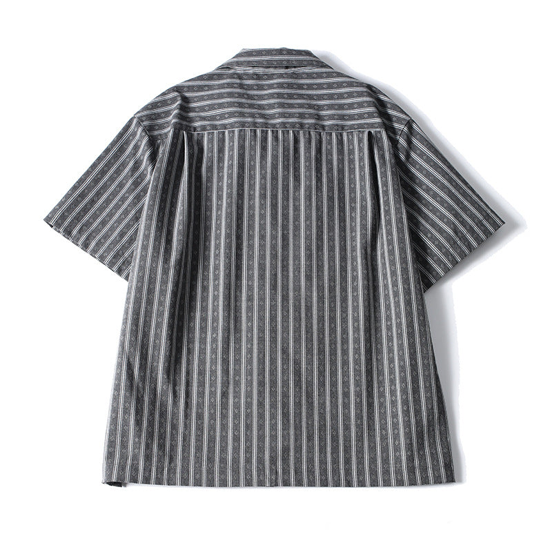 Sommerhemd Herren Kuba-Kragen Seitenansicht – Streifen locker M-2XL