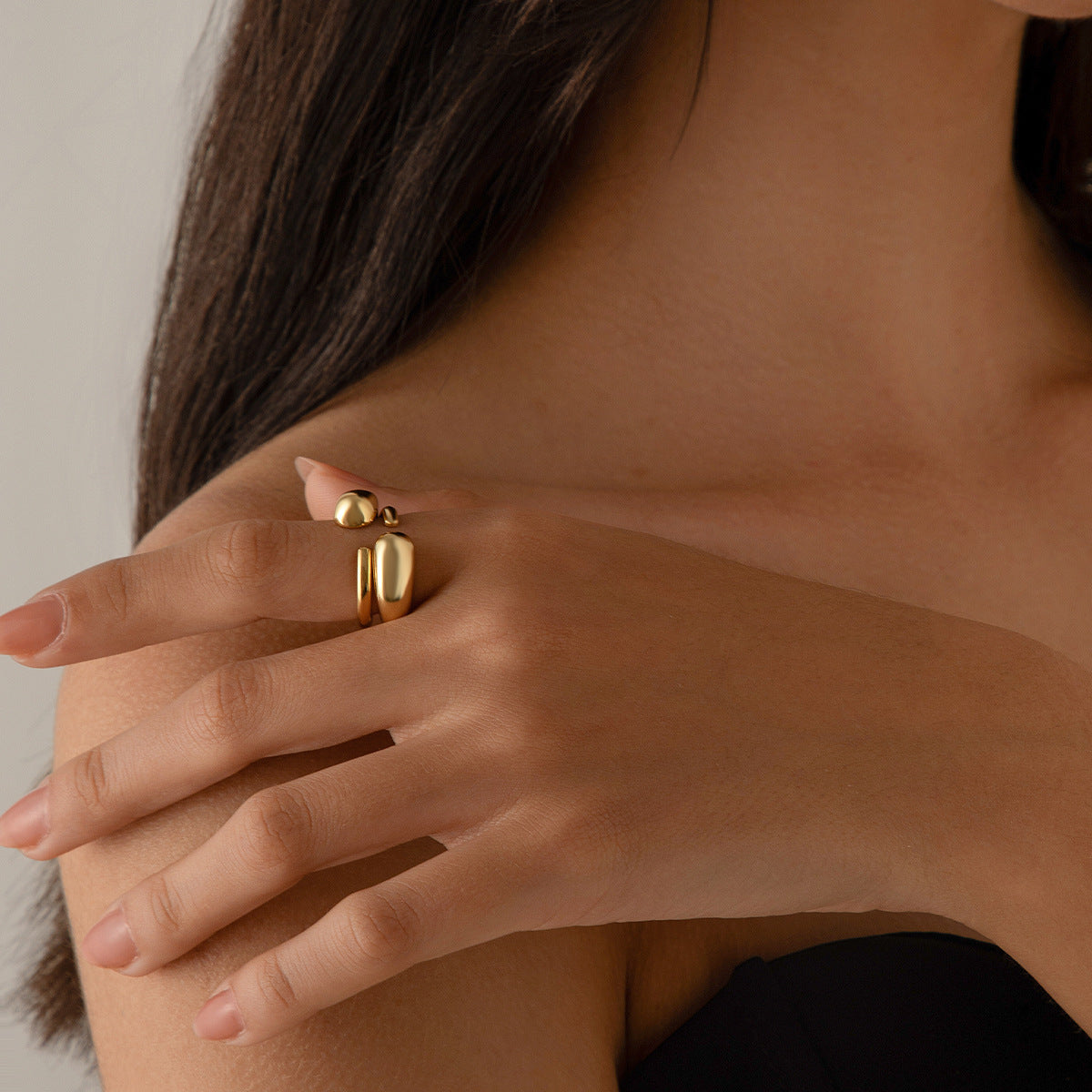 Geometrisches Ring-Set 3-teilig – Modeschmuck Legierung, Light Gold & Weißgold