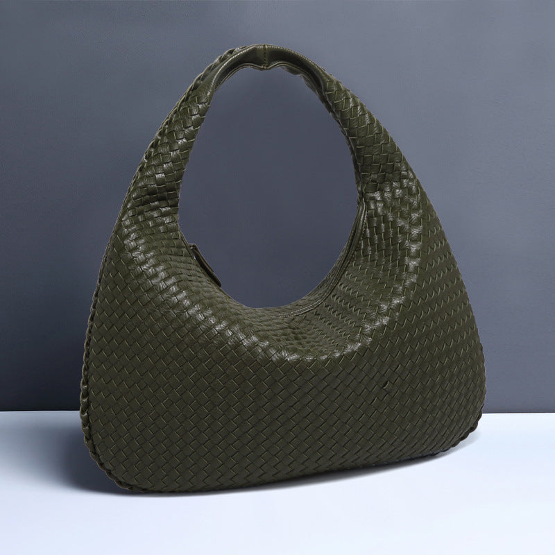 Halbmond Damentasche – Handgewebte Schulter- & Achseltasche aus PU-Leder