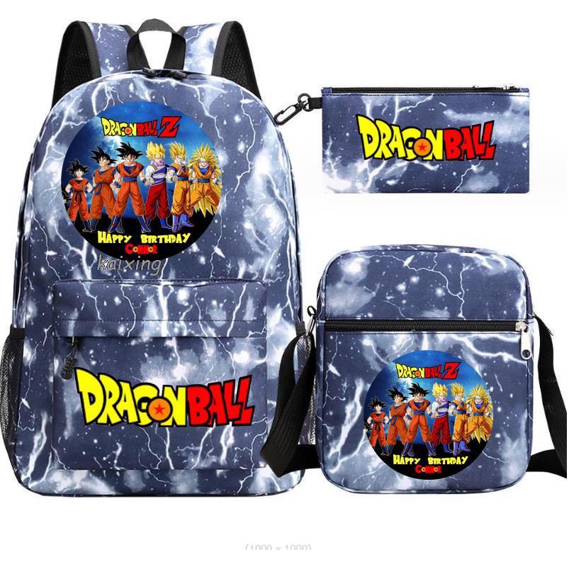 Anime Rucksack Set 3-teilig – Canvas Schulrucksack mit Umhängetasche & Federmäppchen, 45x32x13 cm