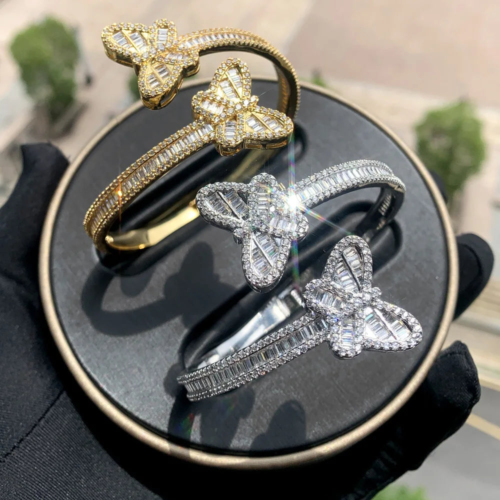 Schmetterlings-Modeschmuck-Set – Weißgold Variante