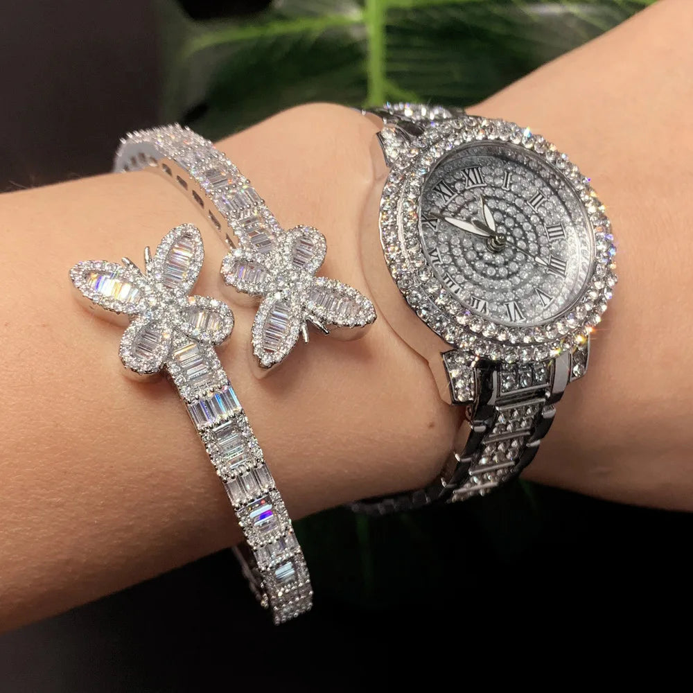 Schmetterlings-Armband-Set – Detailansicht Zirkonia-Steine